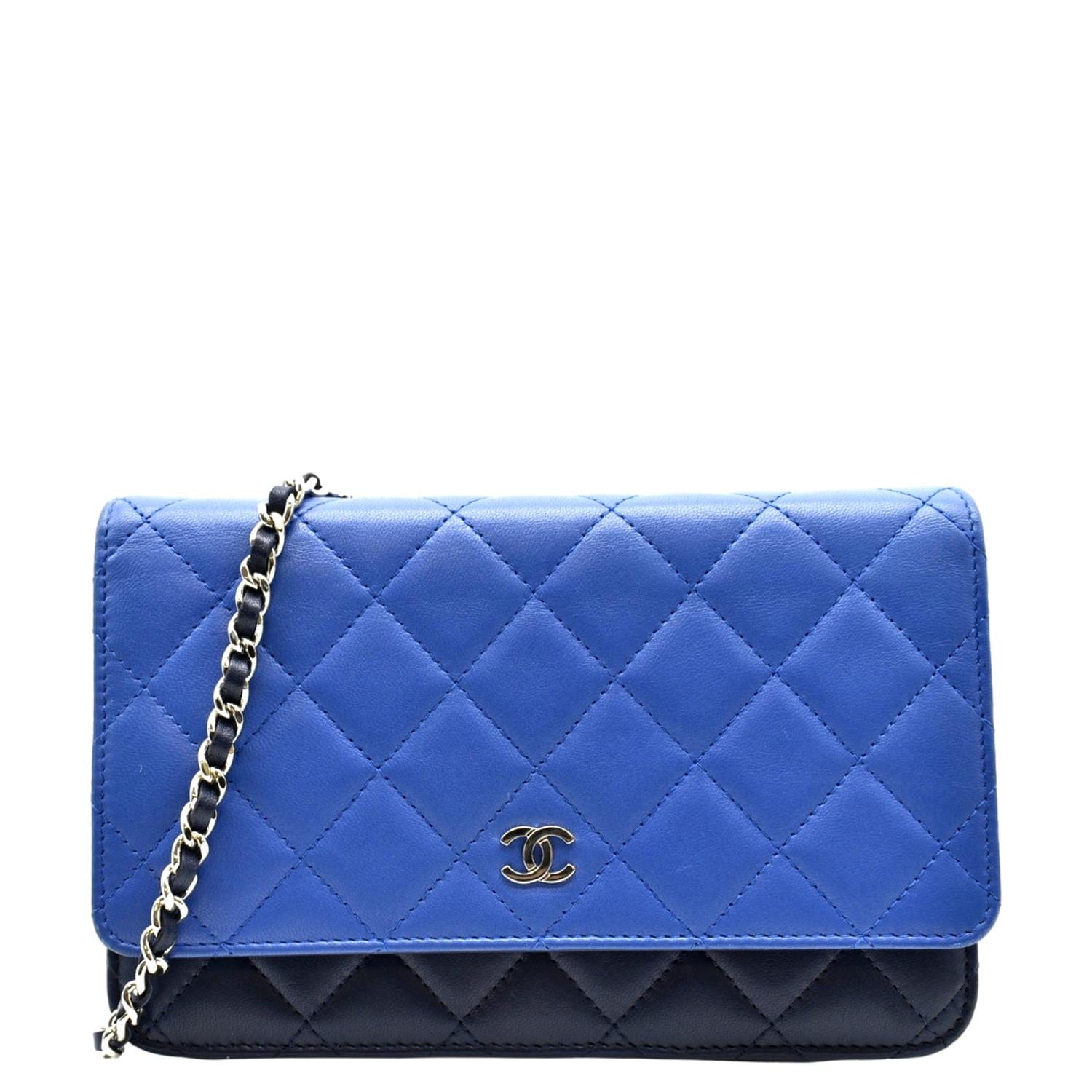 Wallet on chain leather crossbody bag Chanel Blue in Leather