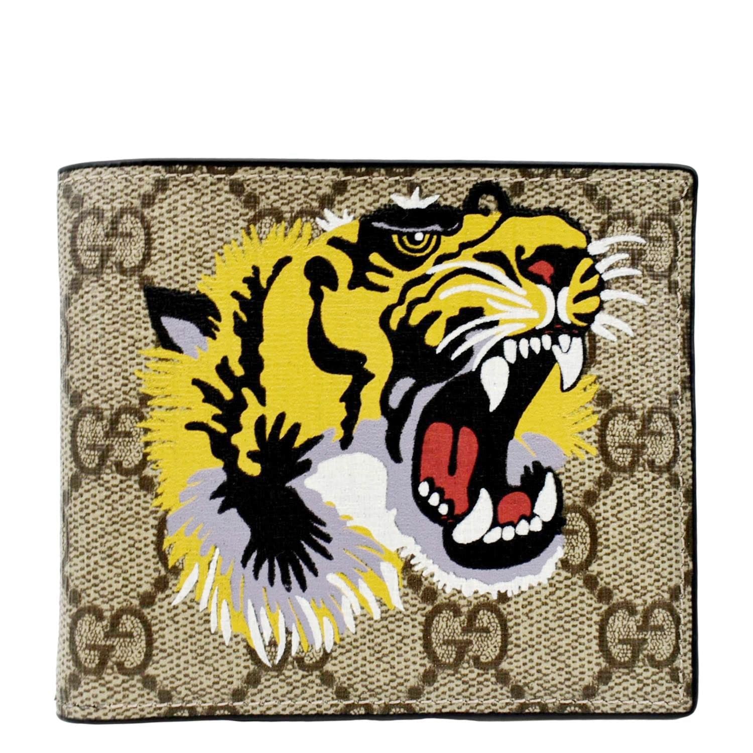 Gucci neutrals Tiger Print GG Supreme Wallet