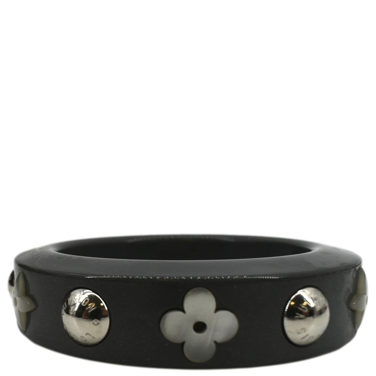 LOUIS VUITTON Flower Black Bangle Bracelet