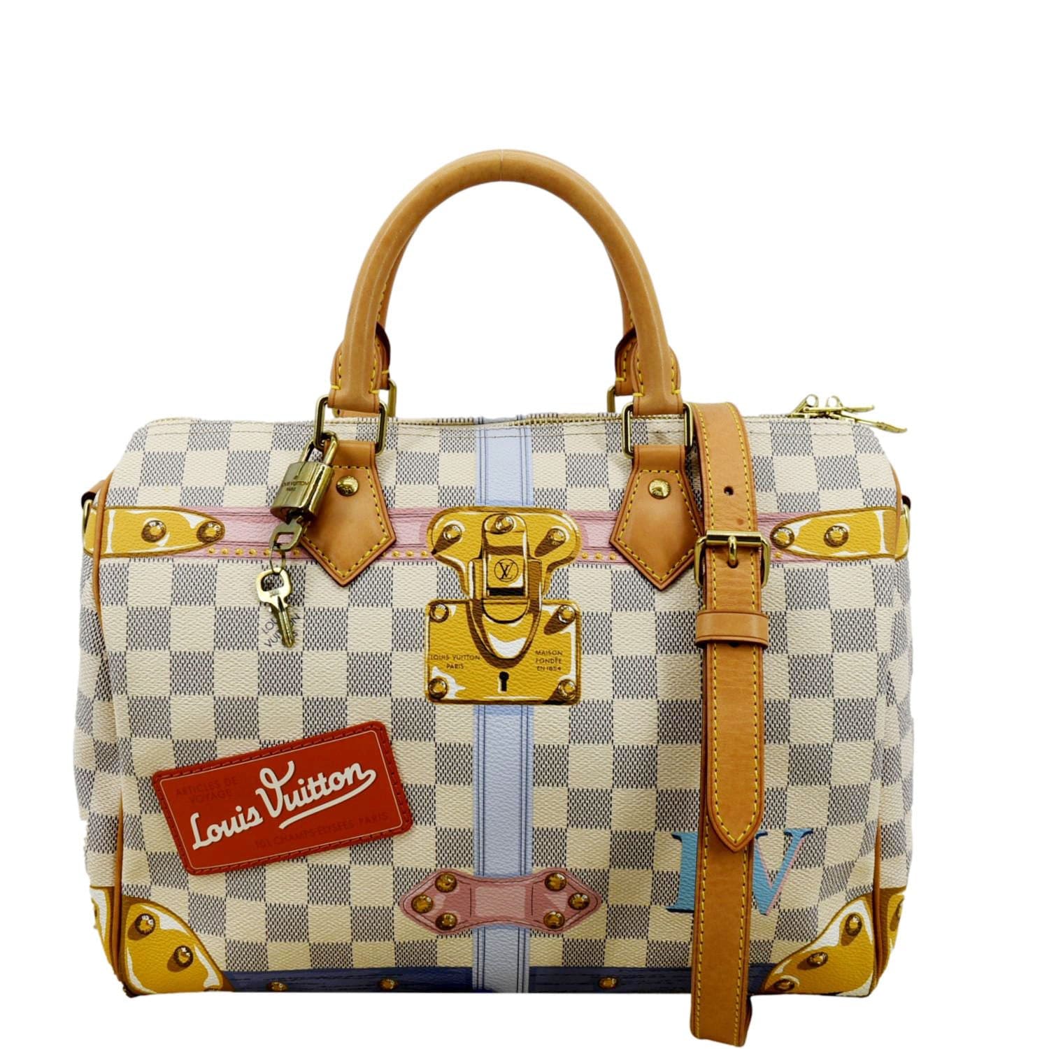 Louis Vuitton Speedy 30 Bandouliere Damier Azur Canvas Summer Trunks 2018  Limited Edition Preowned