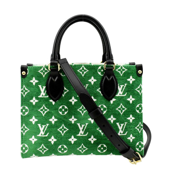 LOUIS VUITTON Onthego PM Monogram Velvet Tote Shoulder Bag Green