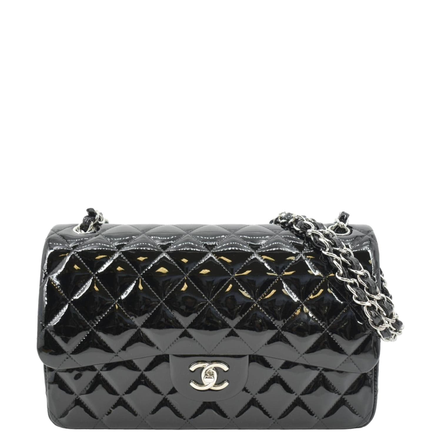 Chanel Classic Medium Double Flap Patent Leather Shoulder Bag