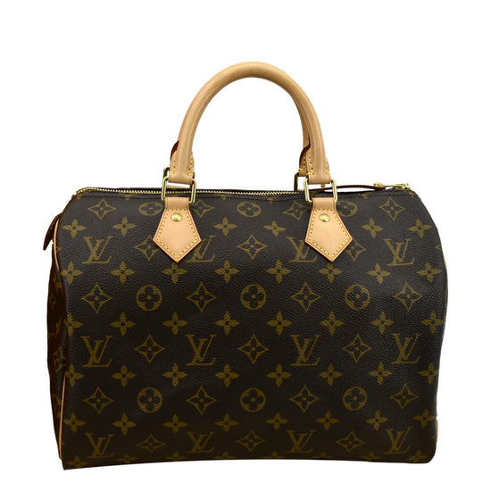 Women Pre-Owned Authenticated Louis Vuitton Monogram Speedy 30 Canvas Brown  Boston Bag Top HandleBag 