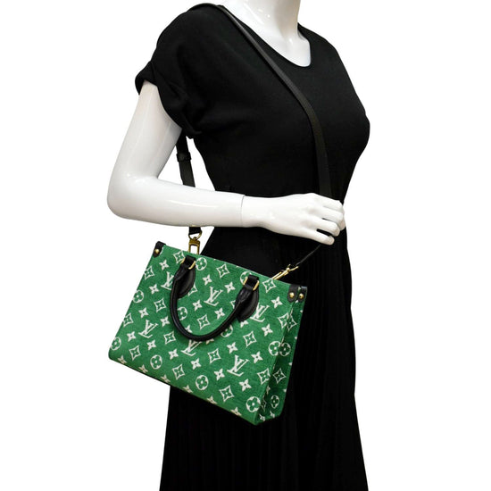 LOUIS VUITTON Onthego PM Monogram Velvet Tote Shoulder Bag Green