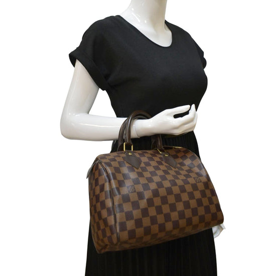 Authentic Louis Vuitton Speedy 25 Damier Ebene Satchel Handbag TR3152 France