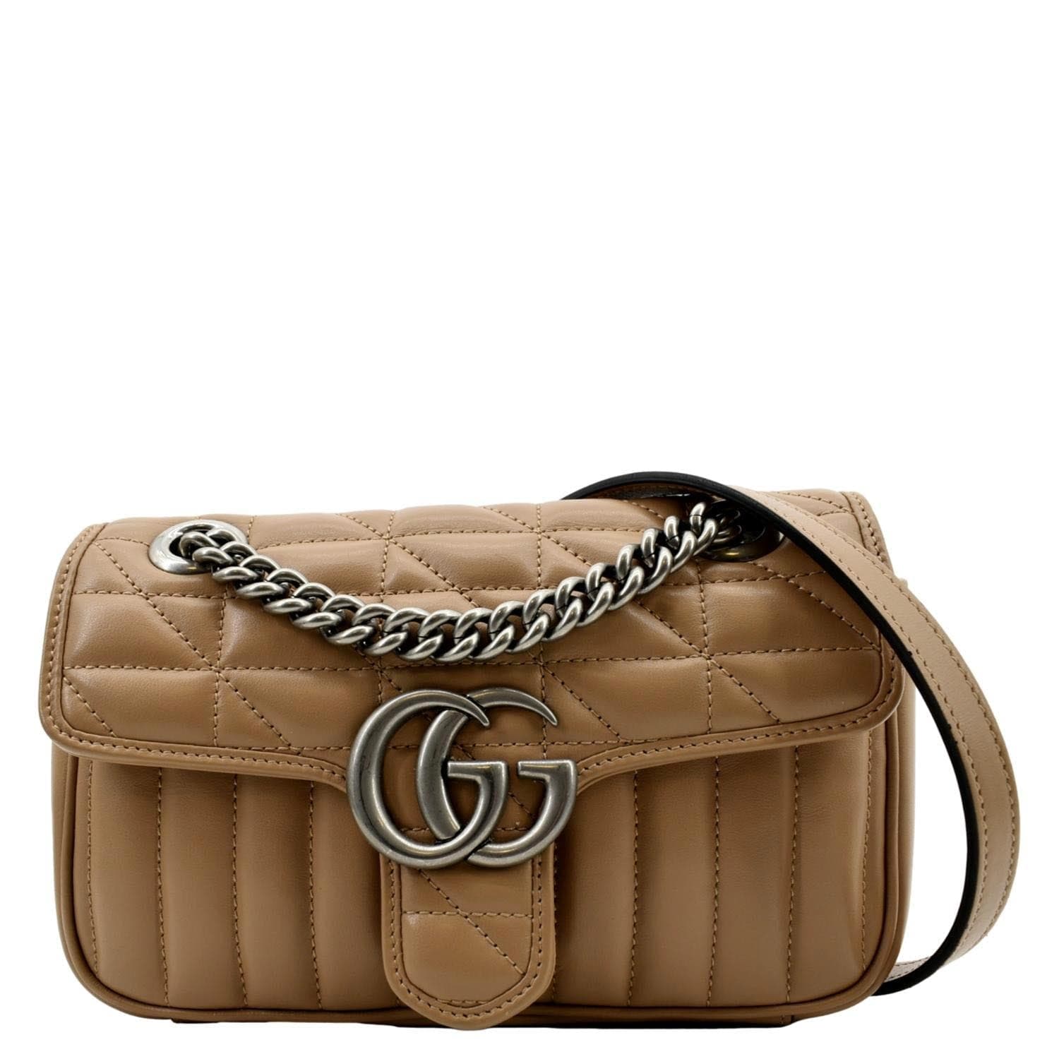 Gucci GG Marmont Mini Leather Shoulder Bag Beige