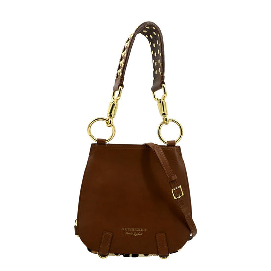 BURBERRY Bridle Pony Hair Leather Shoulder Bag Tan