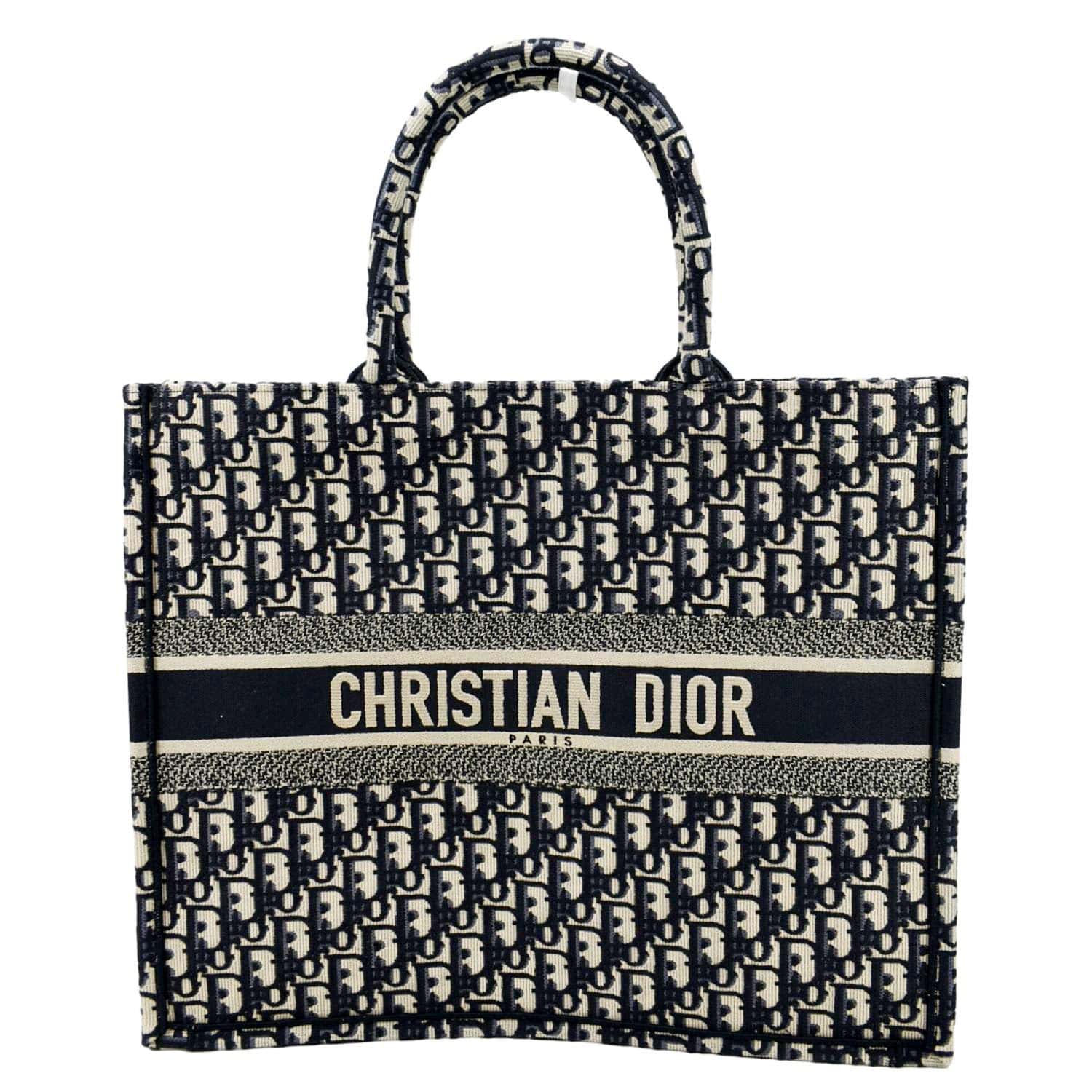 Christian Dior Large Book Oblique Embroidered Canvas Tote Bag Multicolor