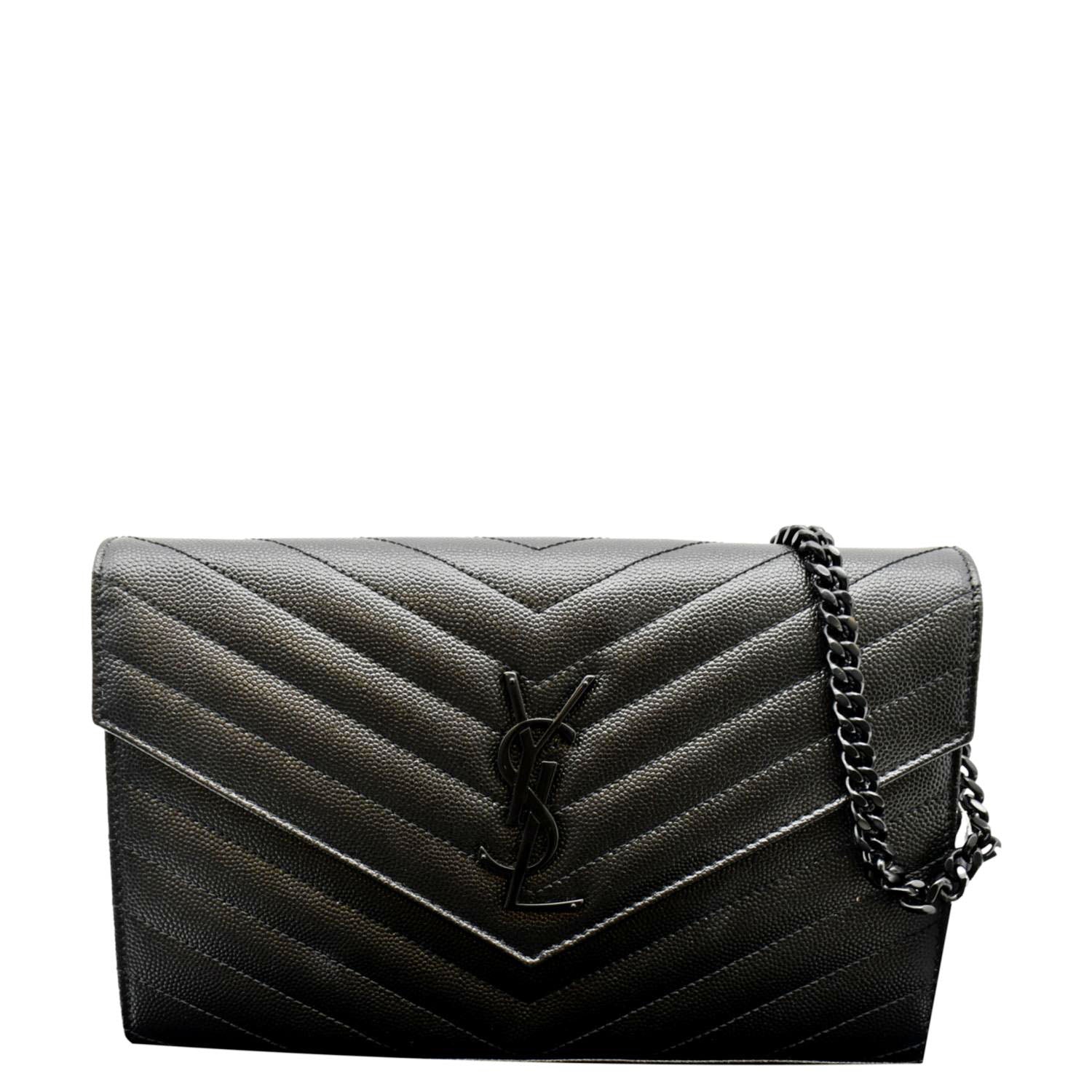 Saint Laurent Cassandre YSL Leather Wallet on Chain