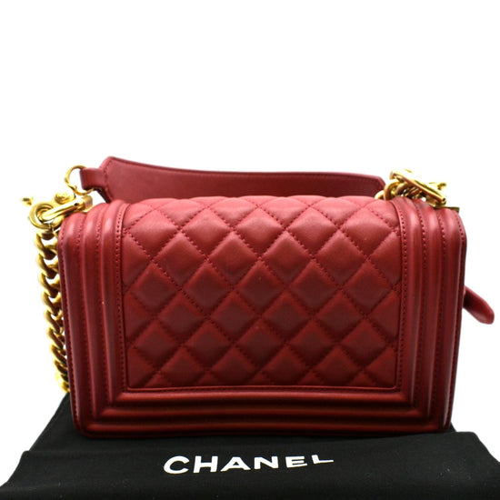 CHANEL Boy Small Quilted Leather Shoulder Bag Red