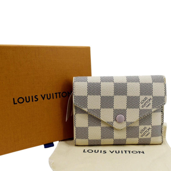 Pre-owned Louis Vuitton Victorine Wallet Damier Azur White/rose