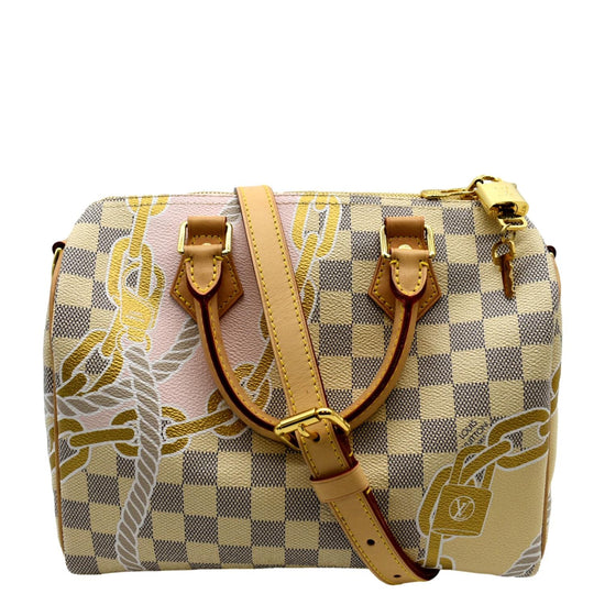 Louis Vuitton Speedy B 25, Nautical Damier Azur Canvas with Gold Hardware,  Preowned in Dustbag WA001