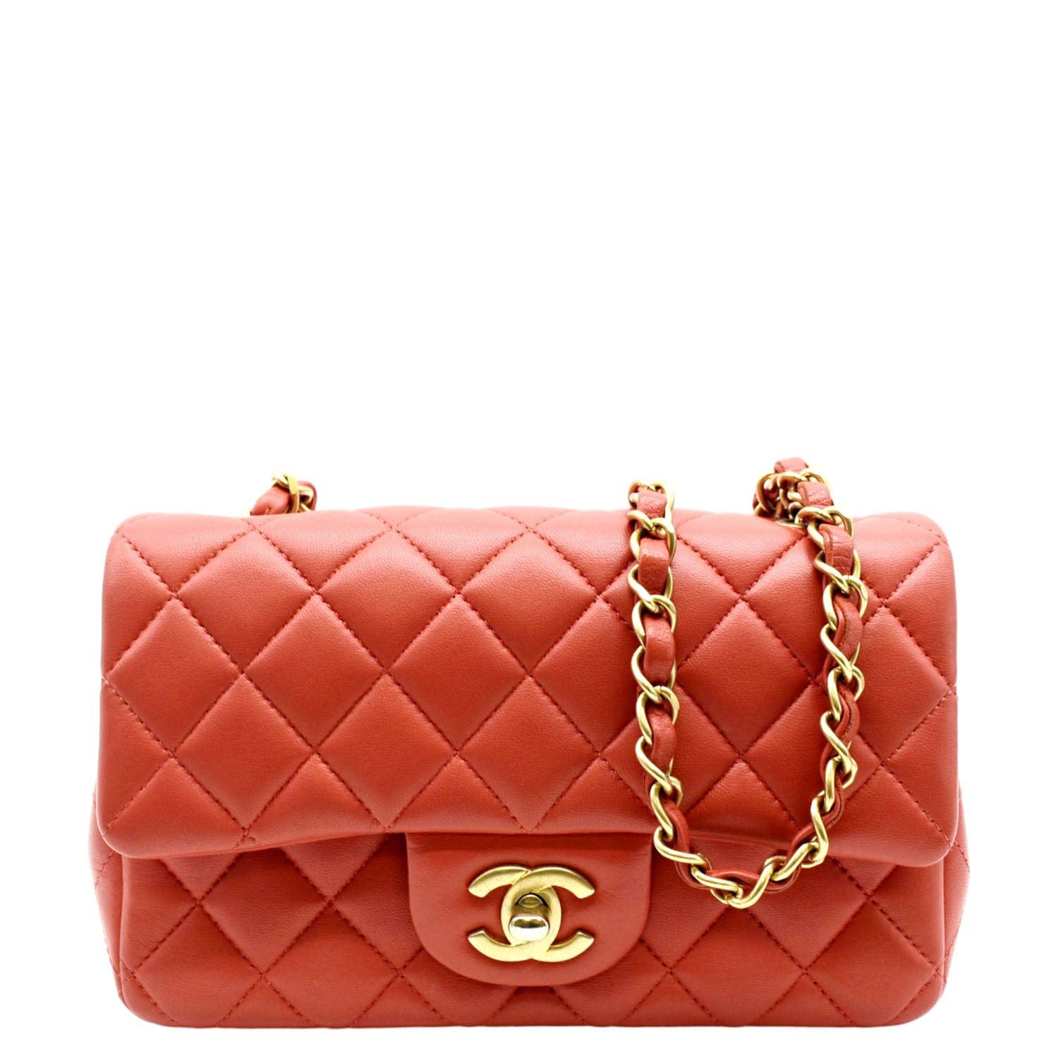 Chanel Mini Rectangular Flap Quilted Leather Crossbody Bag Red