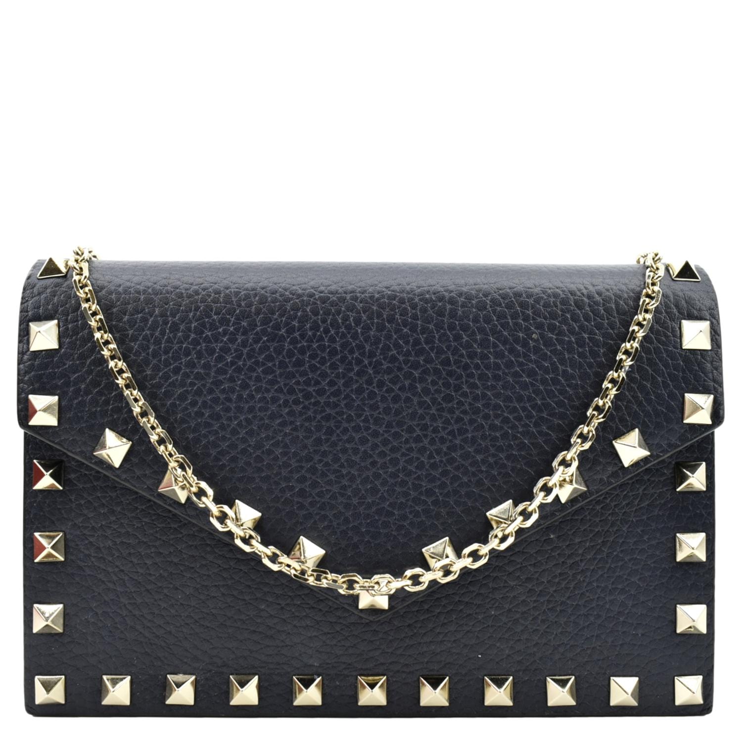 New Valentino Va Va Voom Rockstud Chain Bag Blue Leather NWT $2275