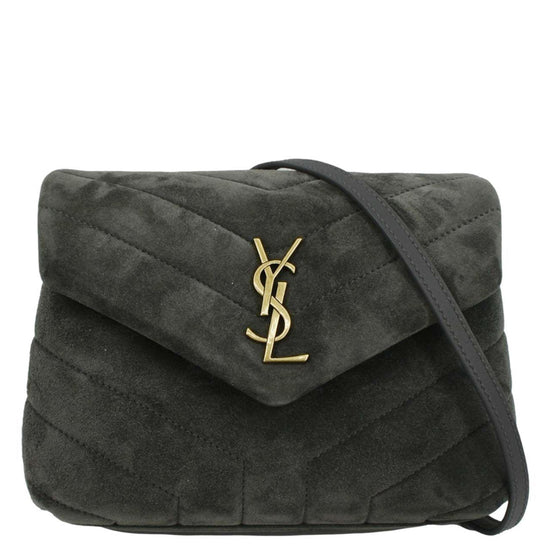 YVES SAINT LAURENT Toy Loulou Crossbody Bag Gray Suede