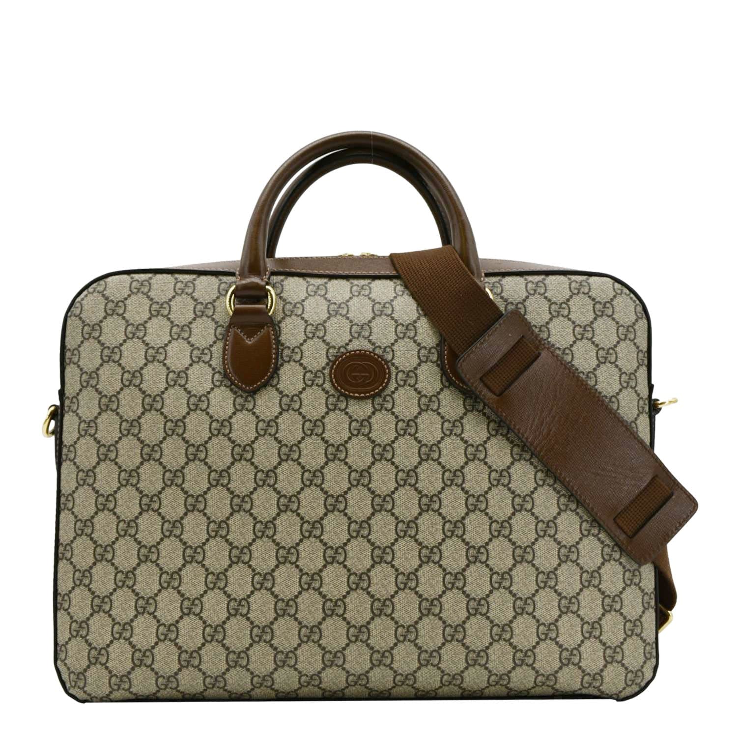 GUCCI Interlocking GG Supreme Canvas Brown Shoulder Bag