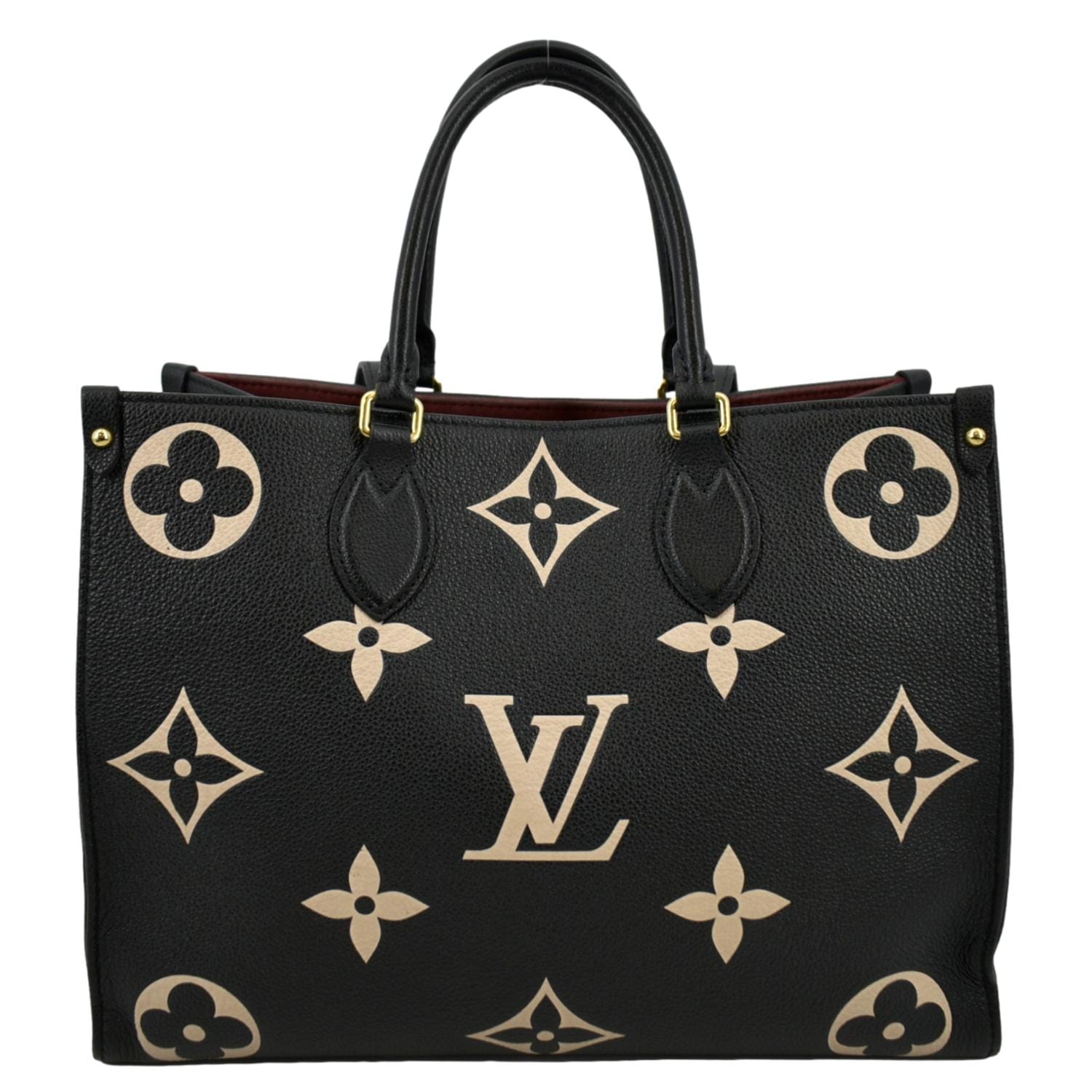 Louis Vuitton OnTheGo mm Giant Monogram Leather Tote Shoulder Bag Bicolor