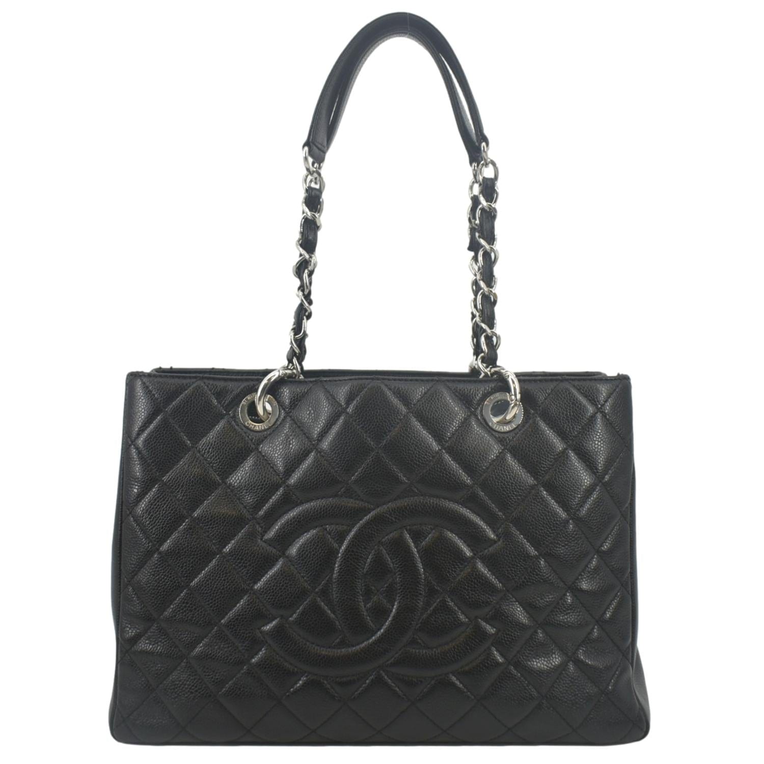 Chanel Grand Shopping Quilted Leather GST Tote Bag Black