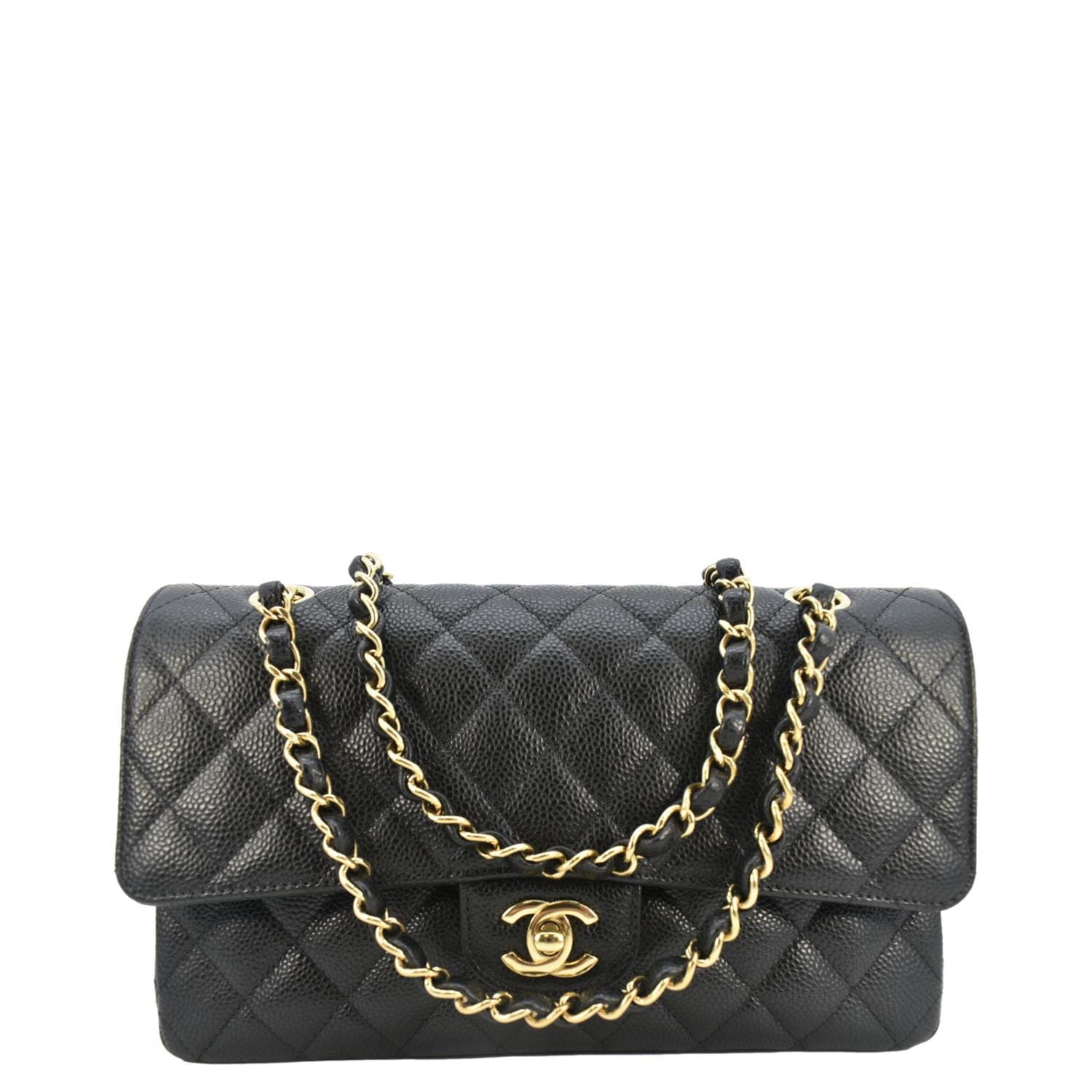 CHANEL Classic Double Flap Medium Quilted Leather Shoulder Bag Black - DDH product image