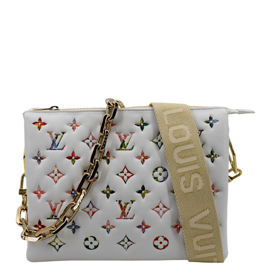 LOUIS VUITTON Coussin PM Monogram Embossed Leather Shoulder Bag White