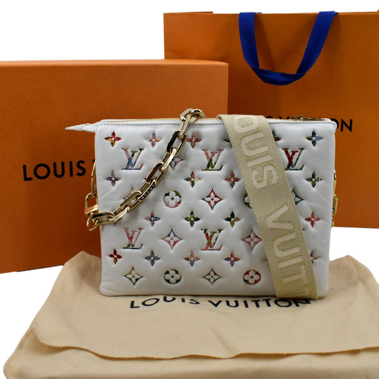 Louis Vuitton Pattern Print, White Monogram Lambskin Garden Coussin PM