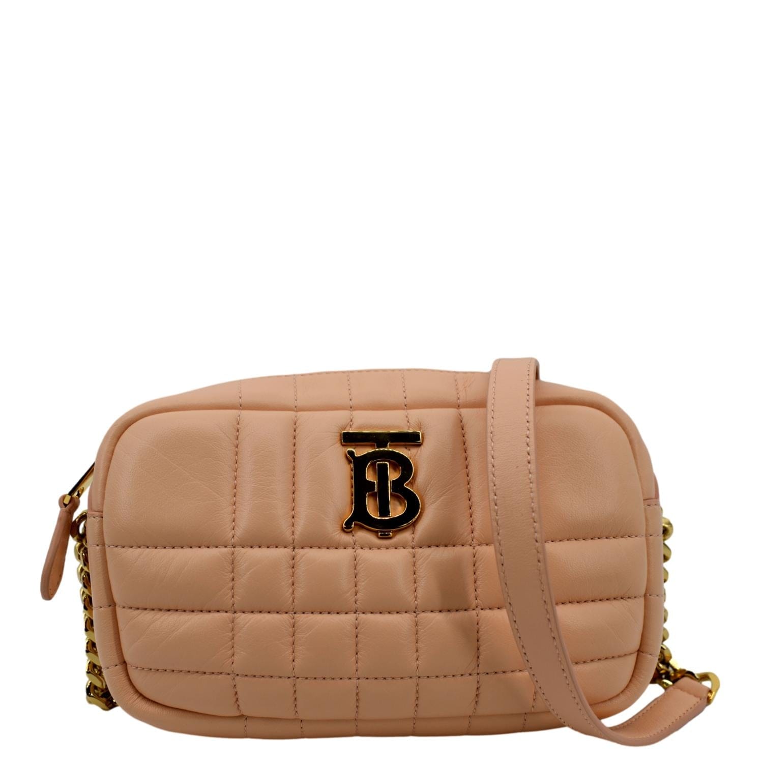 Burberry Pink Quilted Leather Mini Lola Chain Crossbody Bag