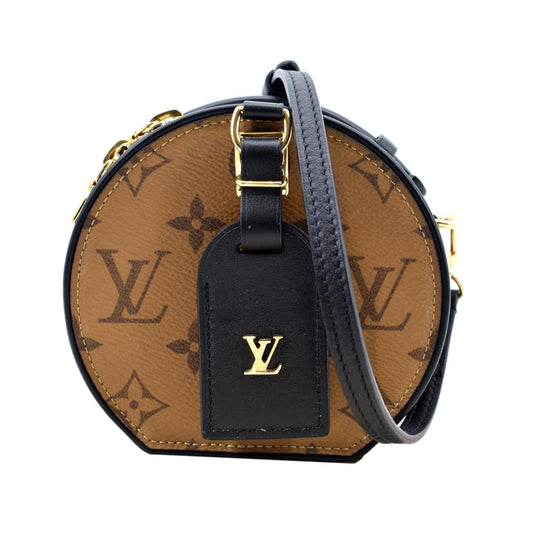 Louis Vuitton Petite Boite Chapeau Monogram Reverse Black in Coated  Canvas/Calfskin with Gold-tone - US