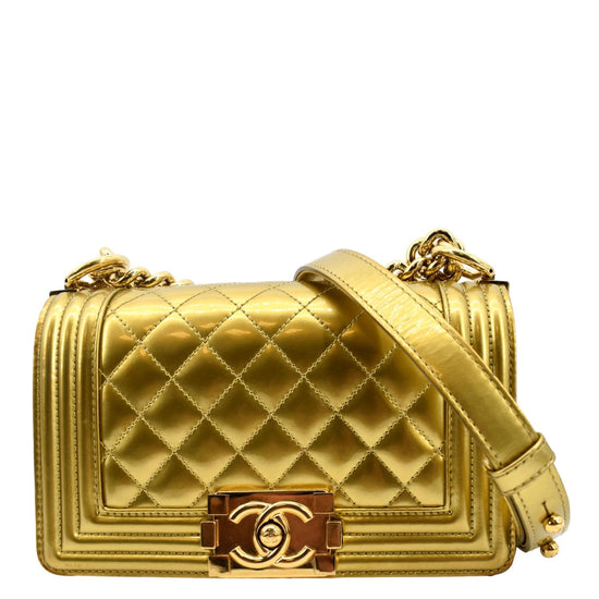 Chanel Metallic Gold Quilted Calfskin Boy Bag Small Q6B01A4NDH003