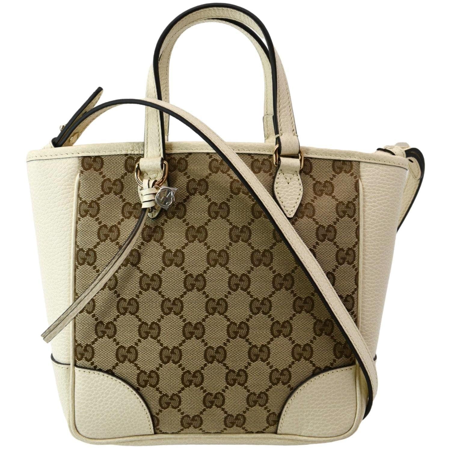 Gucci Brown GG Canvas & Pink Leather Small Bree Tote