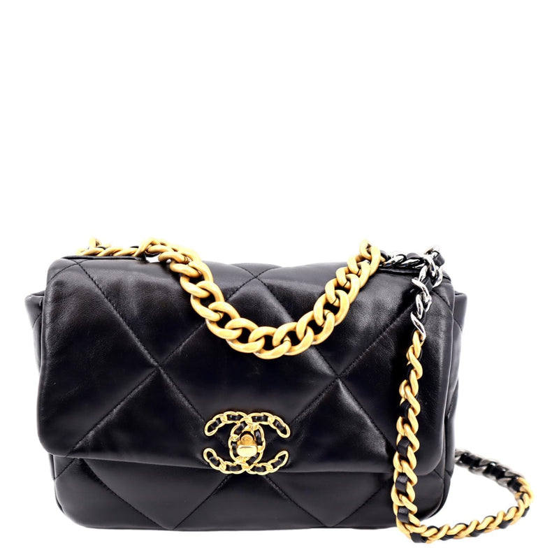 Chanel 19 Flap Bag Lambskin GoldRutheniumtone Large Black  lupongovph
