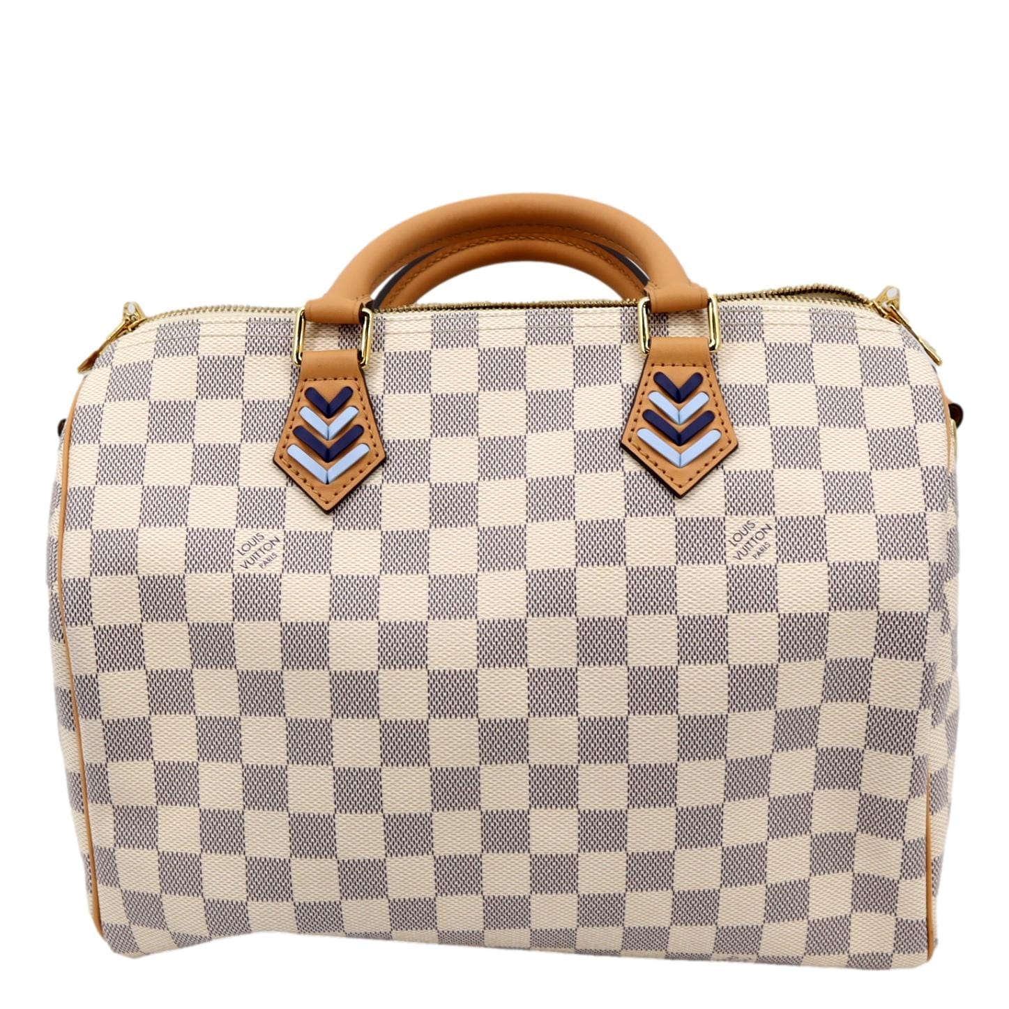 Louis Vuitton Speedy 30 White Damier Azur Hand Bag Made In France