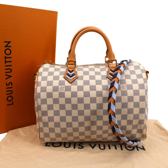 Louis Vuitton Speedy Damier Azur 30 White/Blue in Canvas/Vachetta with  Brass - US