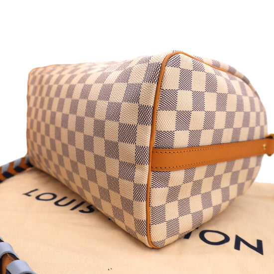 LOUIS VUITTON Damier Azur Braided Speedy Bandouliere 30 Blue