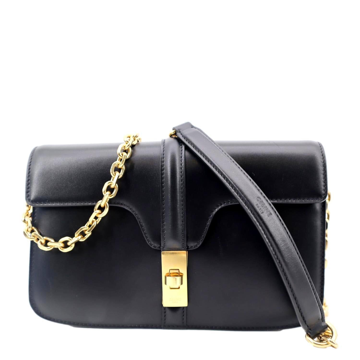 Celine - 16 Medium Satiny Calfskin Leather Bag, Women , Black