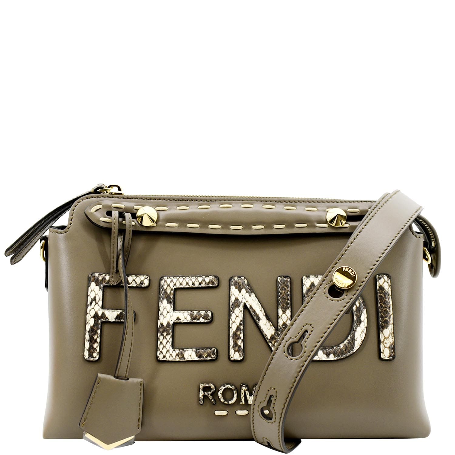 FENDI By The Way Medium Roma Leather Python Printed Elaphe Boston Bag