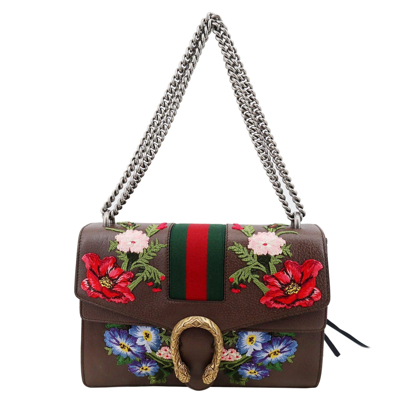 Gucci Dionysus Medium Floral Embroidered Leather Shoulder Bag Dark Brown 403348