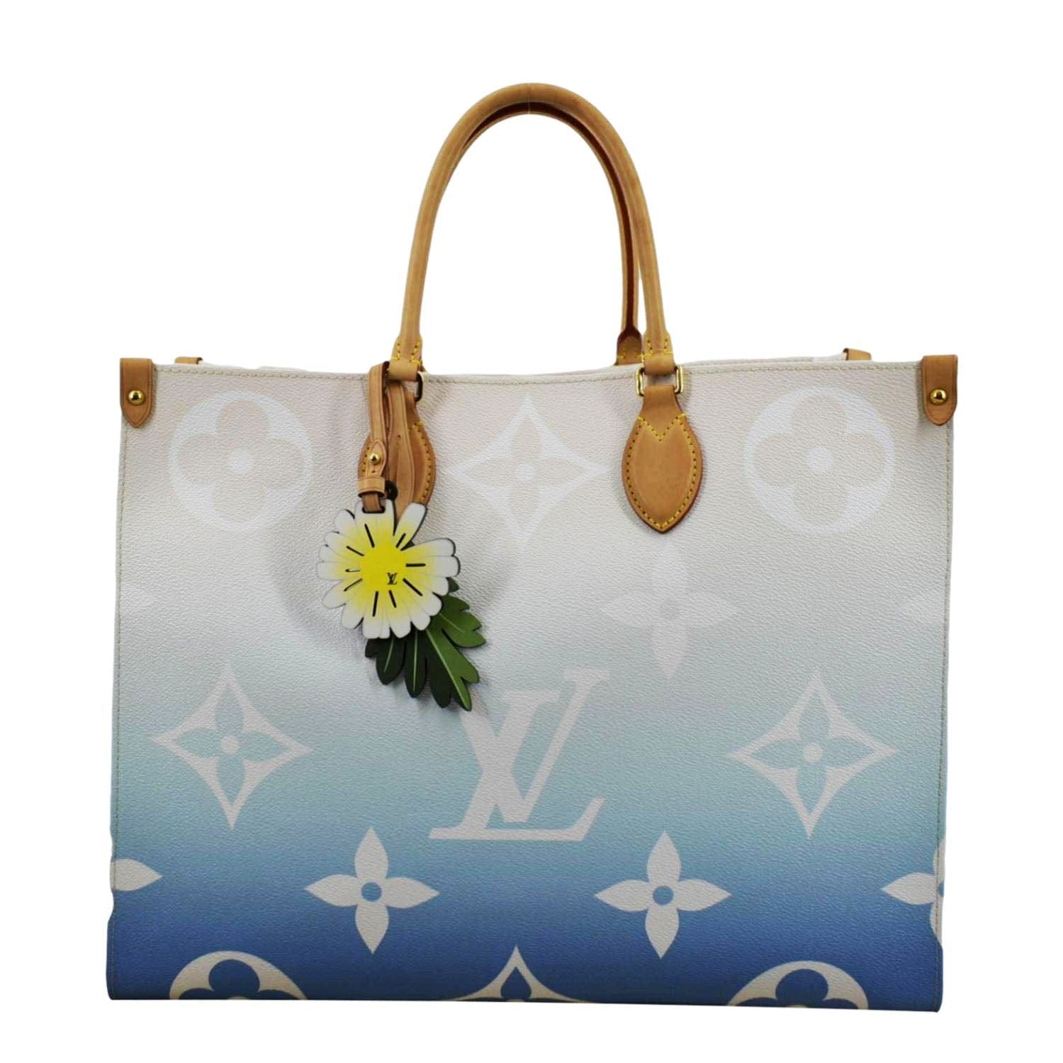 Louis Vuitton Escale Onthego GM Tote Blue Giant Flower Monogram Canvas New  Bag