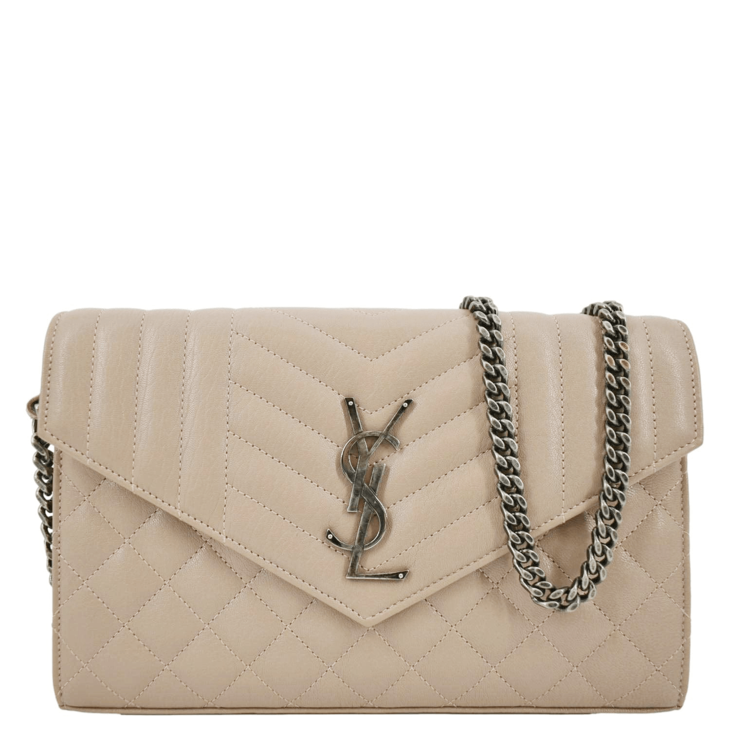 YSL Woc in white  Ysl wallet on chain, Ysl envelope bag, Handbag