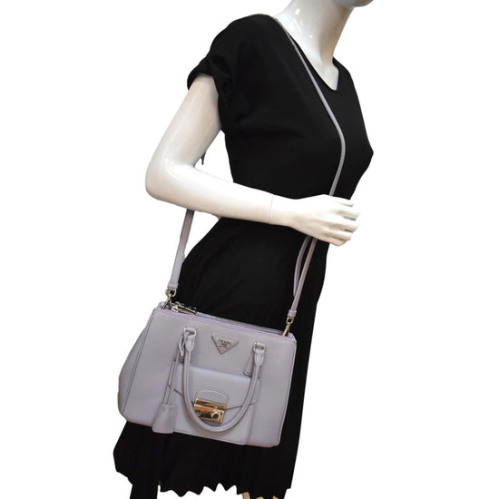 White/black Small Saffiano Leather Double Prada Bag