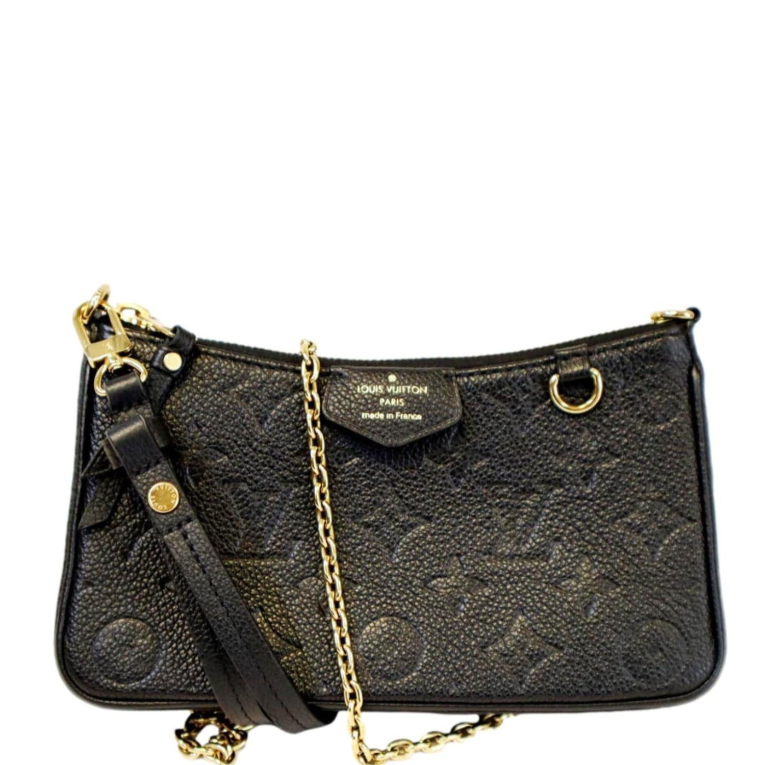 Louis Vuitton Clutch Purse Black With Gold Chain Strap for Sale in