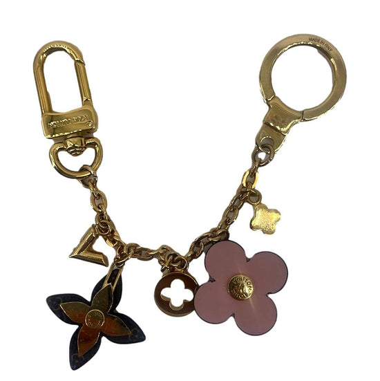 LOUIS VUITTON Monogram Blooming Flowers BB Bag Charm Key Holder Red