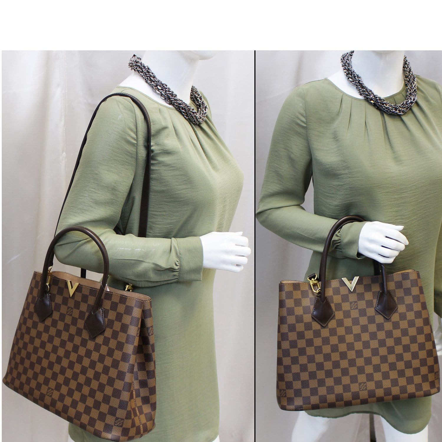 Louis Vuitton Kensington Bowling Damier Ebene Satchel Bag Brown