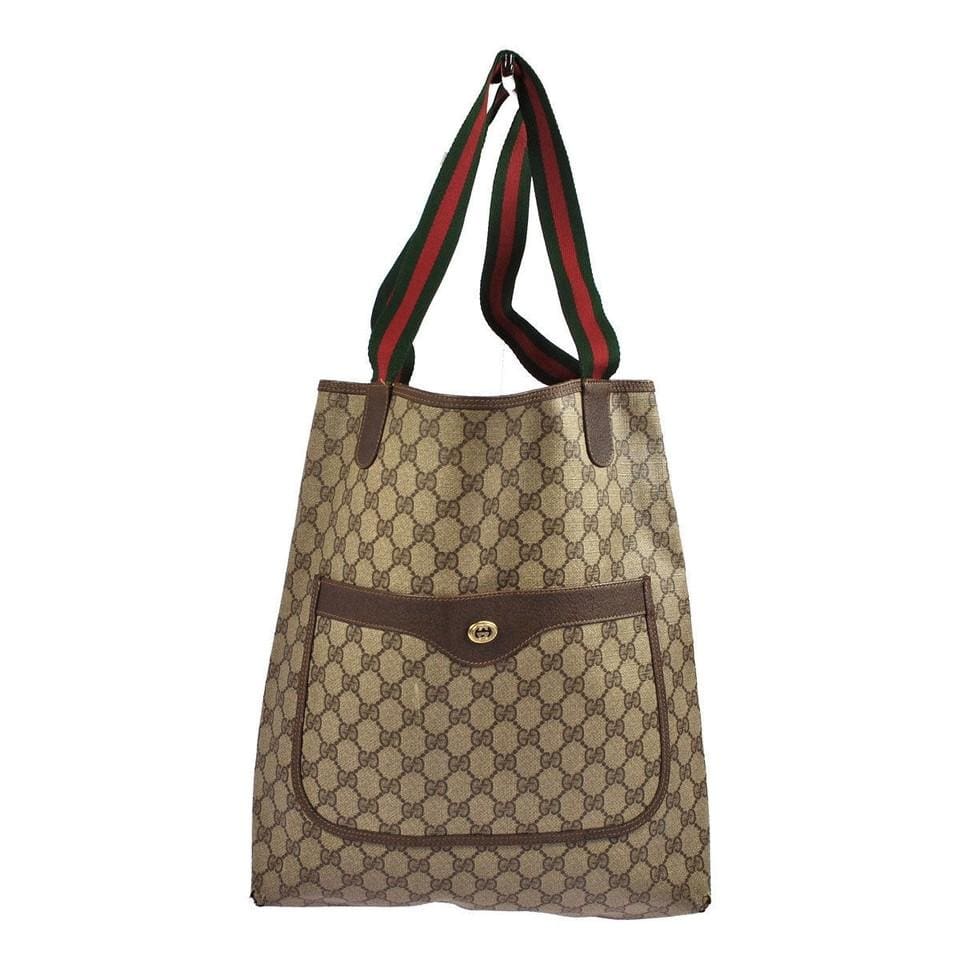 GUCCI Crystal Monogram Large Babouska Vertical Shopping Tote Brown