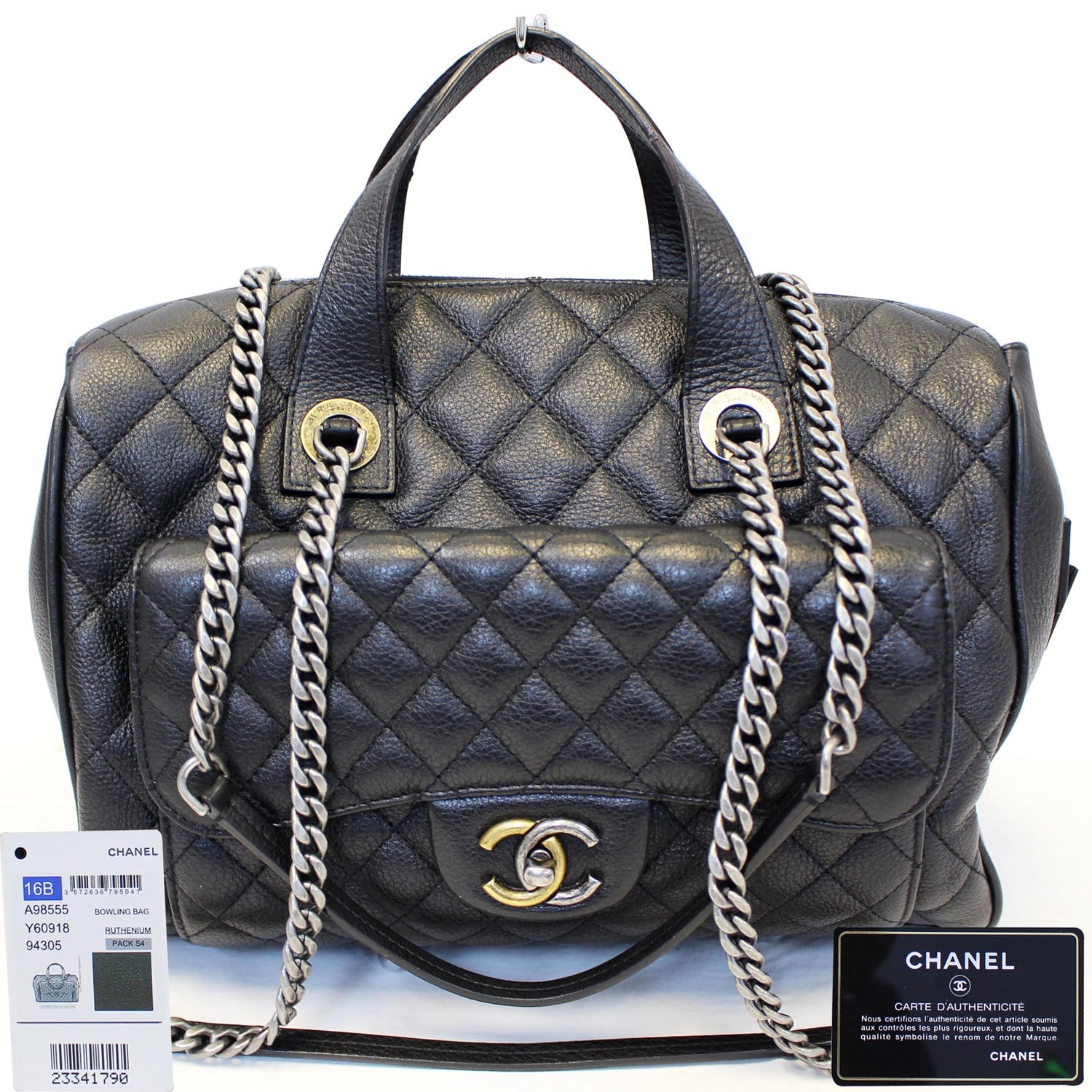 Chanel Bowling Bag leather handbag - ShopStyle