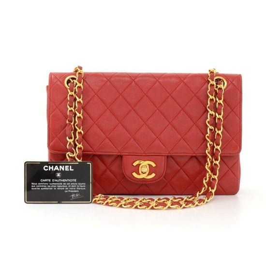 CHANEL Vintage '94-96 Red Lambskin 10 Double Flap Bag GHW