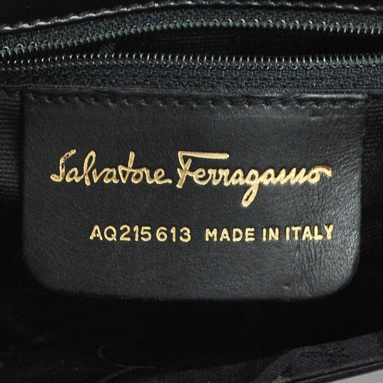 Salvatore Ferragamo Gancini Chain Black Gold Shoulder Bag