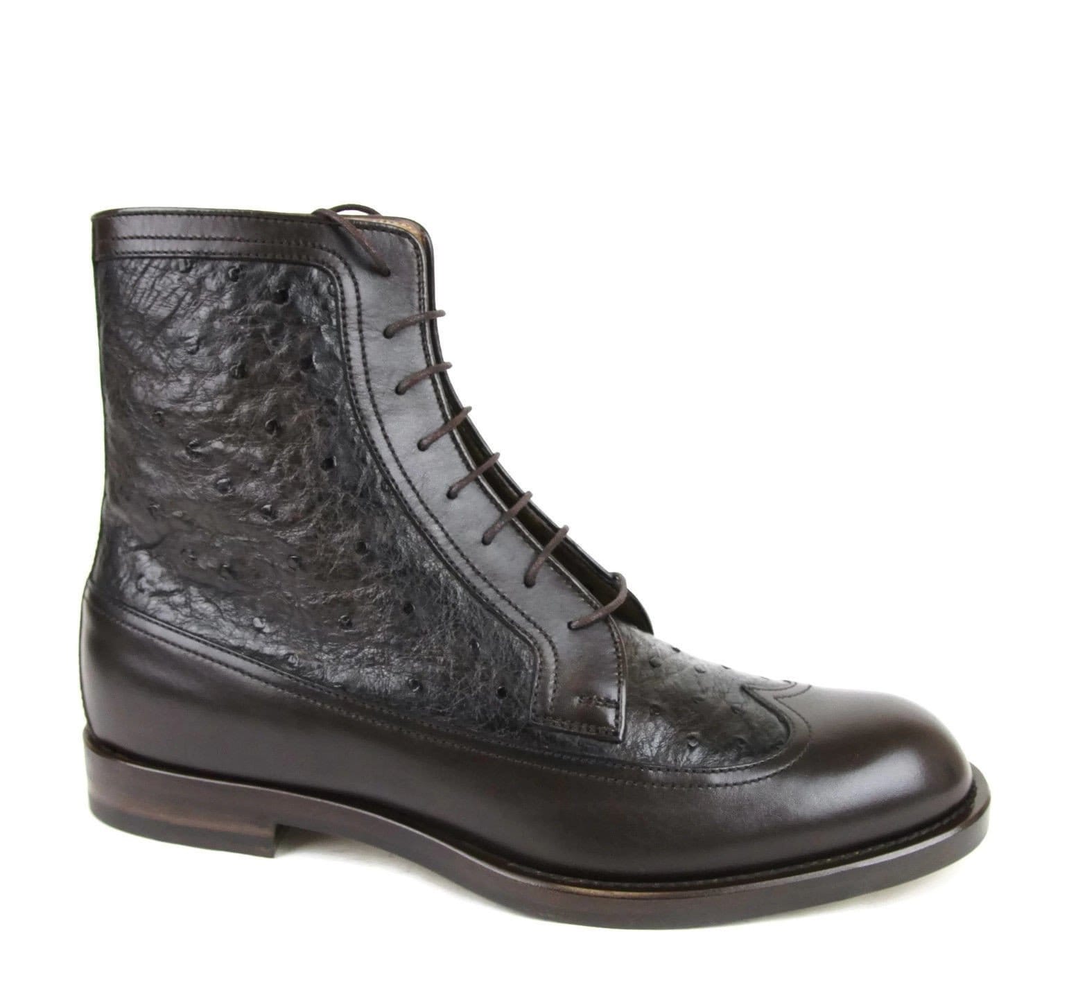 Gucci Men's Ostrich Leather Lace-up Ankle Boots