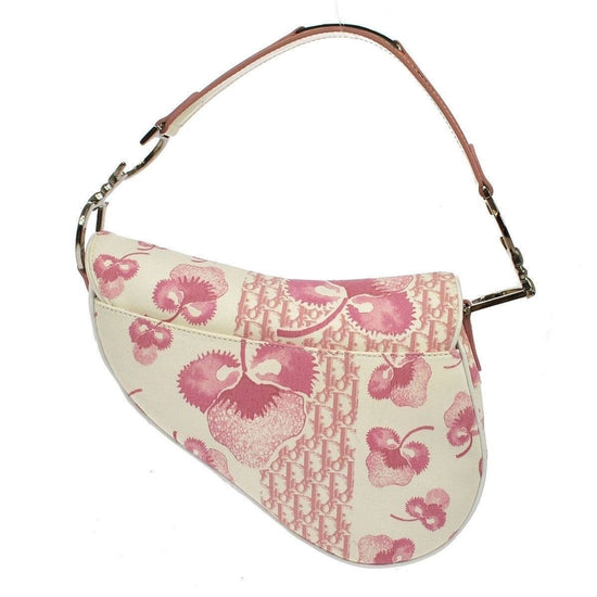 Christian Dior Trotter Monogram Print Saddle Bag Pink & White