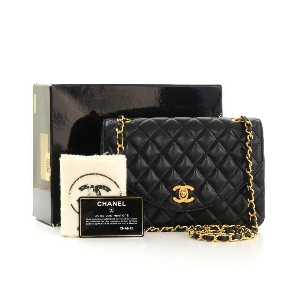 CHANEL Black Leather CC Classic Flap Shoulder Crossbody Bag