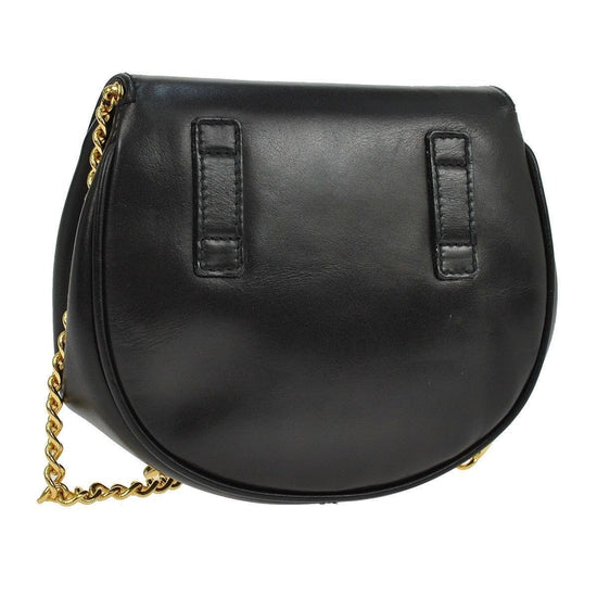 Ferragamo Black Smooth Calfskin Gancini Chain Shoulder Bag